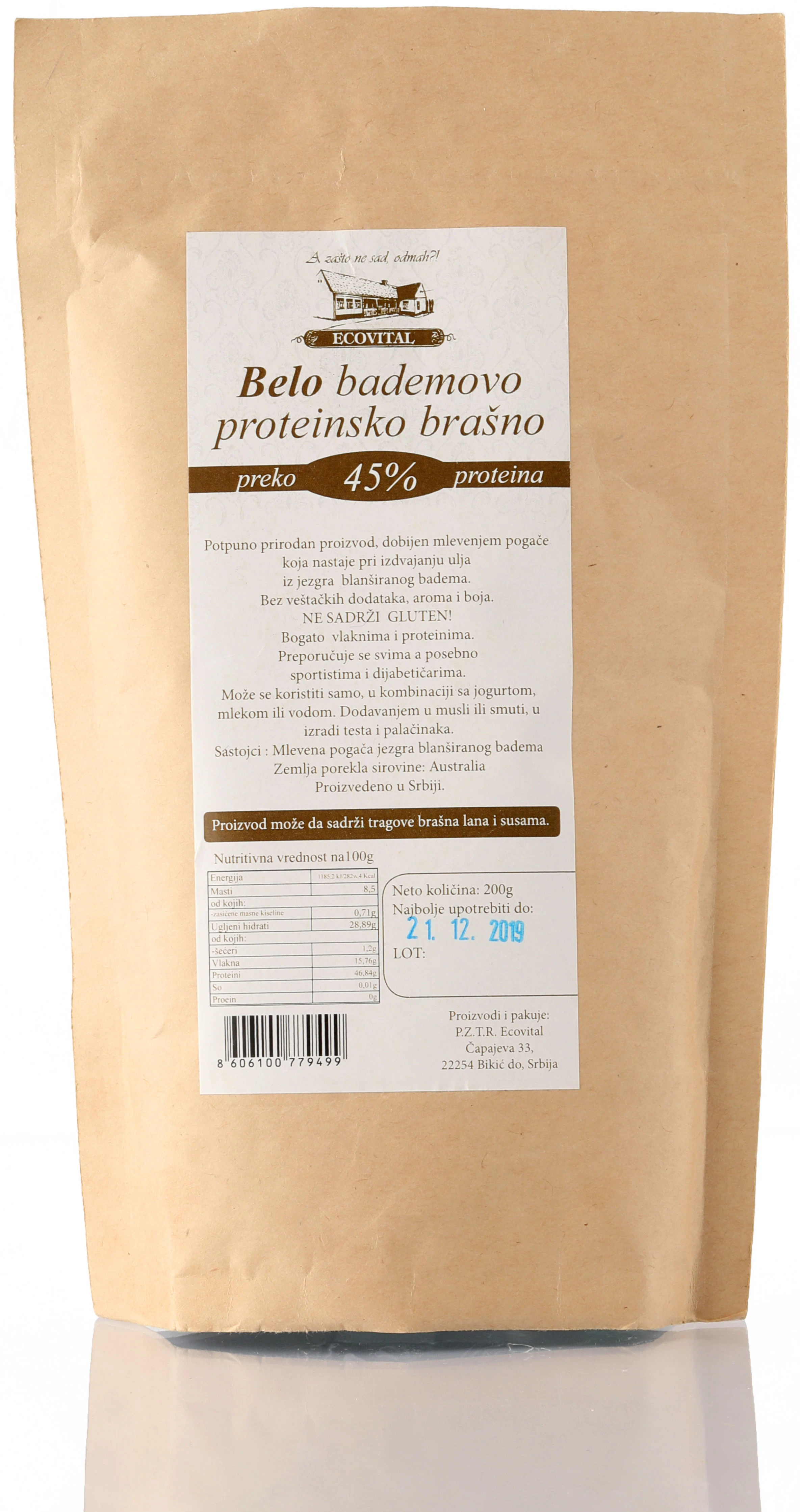 Belo bademovo proteinsko brašno 200 g Ecovital